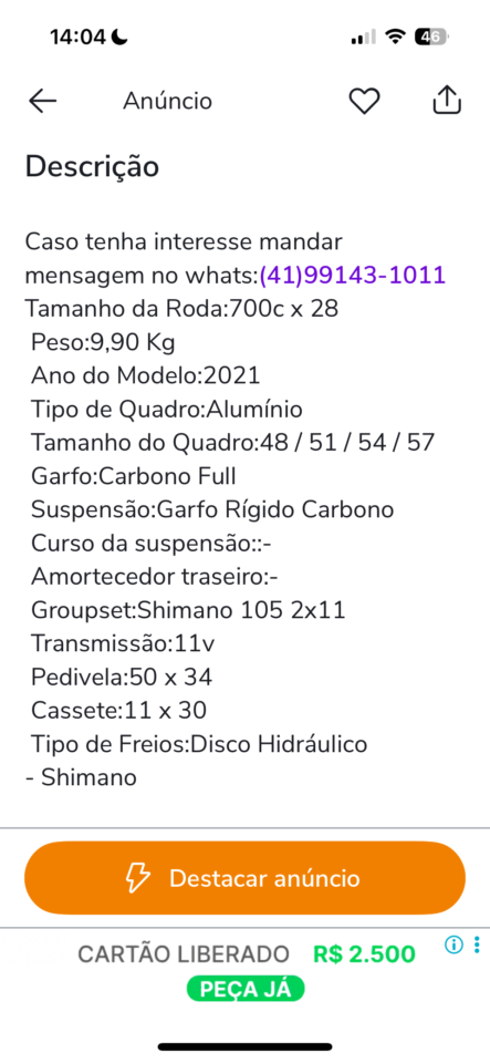 Bicicleta Speed Sense Criterium Comp Aro 700 | Bazar Bikes Anúncio Bazar Bikes