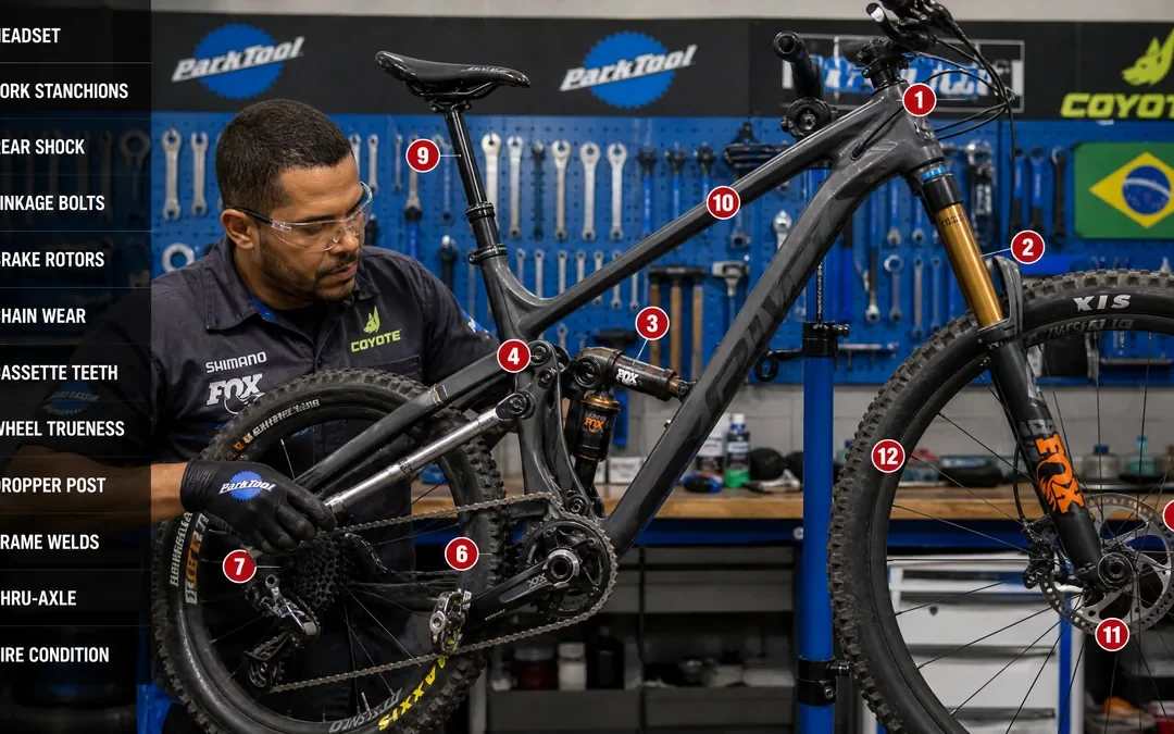 Como revisar uma MTB de enduro usada em doze pontos mecânicos
