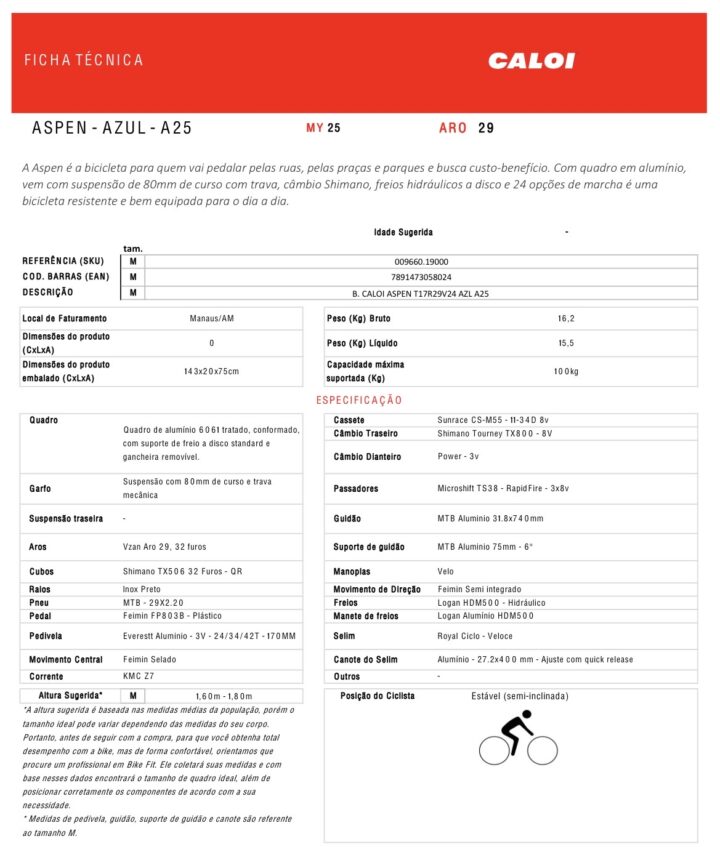 Bicicleta Urbana Caloi Aspen Aro 29 Quadro 17 24V | Bazar Bikes Anúncio Bazar Bikes