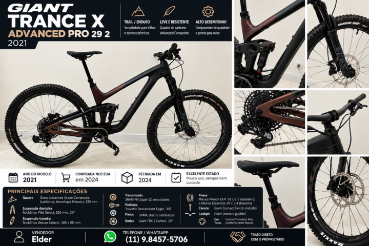 Bicicleta Mountain Bike (MTB) Giant Trance X Advanced Aro 29 Quadro 52 12V | Bazar Bikes Anúncio Bazar Bikes